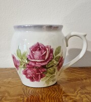 Zsolnay antik porcelán bögre/ csupor hatalmas méretben, hibátlan állapotú népi gyűjtői ritkaság