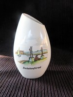 Retro Jelzett Balatonfüred-Balaton Emlék Aqinkum Porcelán Váza Ibolyaváza