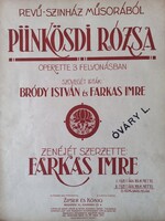Farkas Imre – Pünkösdi rózsa Operett kotta, Revü Színház 1911