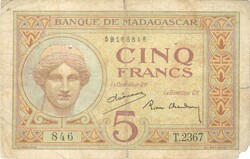 5 frank francs 1937 Madagaszkár 1.