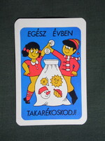 Kártyanaptár,OTP takarékpénztár,grafikai,gyerek modell,1974
