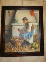Horváth G. Andor Kukoricafosztás című festménye