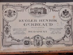 Antik Kugler Henrik Gerbeaud fémdoboz, lemezdoboz
