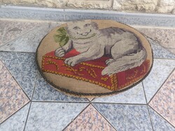 Antik különleges Làbzsàmoly,làbtartó fotelhez cica fotel cica gobelin eredeti huzat !