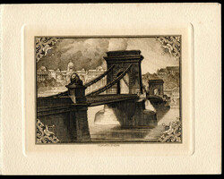 Horváth Endre pénzjegytervező rézkarc - Budai Vár, Lánchíd