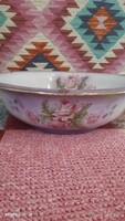 Zsolnay rózsa mintás mosdó tál, porcelán lavór . 39cm átmérő! Kivül belül mintázott. Made in England
