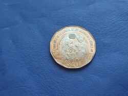 MEXIKÓ 20 PESOS 2022 ELSŐ KERESZTÉNYEK ÉRKEZÉSE MEXIKÓBA! VONAT! BIMETÁL PÉNZÉRME! UNC!