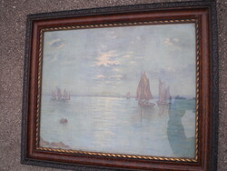 RÉGI FESTMÉNY , XX. század eleje. MEDITERRÁN TENGER -t ábrázol , vagy a BALATON is LEHET .