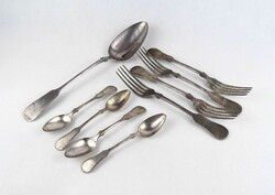 1Y562 Régi ezüstözött alpakka evőeszköz készlet 9 darab