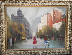 Városi utca - festmény / Budapest ?