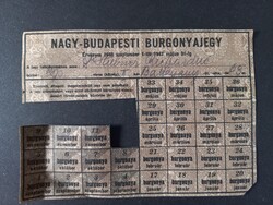 Régi 2vh utáni Nagy-Budapesti Burgonyajegy 2.ker-i lakos részére