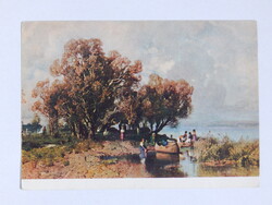 Képeslap: művészlap, festmény - Mészöly Géza: Balatoni halásztanya