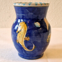 Solimene Vietri olasz kerámia váza tengeri mintával (M=11, D=8) (184.)