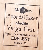 Hungarian Royal gunpowder and ammunition sale Varga Géza Edelény bag!