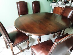 Ebédlő asztalt és bőr székek 6 db.