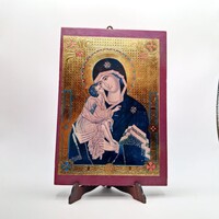Orthodox/bizánci ikon (Theotokos) | dombornyomott aranyszínű borítás | CERTIFICATE