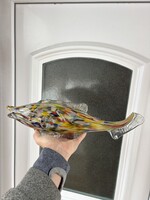 Retro ritka 45 cm  üveghal üveghal hal vitrindísz nipp  gyűjtői nosztalgia darab