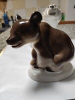 Orosz Lomonosov porcelán barna medve
