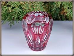 Mutatós bíborpácolt csiszolt tömör ólomkristály váza