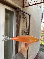 Ritka  kb 42 cm karcagi fátyolüveg üveghal hal vitrindísz nipp  gyűjtői nosztalgia darab