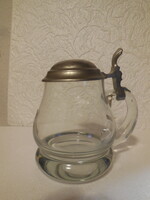 Sörös krigli  , korsó ,  fújt üvegből készült termék   "  ROSTA  "  15 x 15 cm ,  Gyűjtői darab