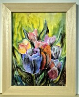 Czinóber - Tulipánia ( Keretezett mérete 23 x 29 cm, olaj, )