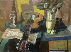 Dombrovszky Szaniszló (1928-2004) Csendélet c. Képcsarnokos festmény 60x80 cm  !