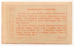 Üvegcímke. Parád.