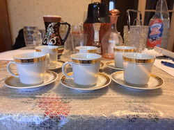 Alföldi porcelán aranyozott presszó kávéskészlet – 6 csésze + 6 alátét (méh minta)
