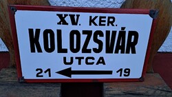 Zománcozott Régi utcatábla KOLOZSVÁR eladó !  70 cm x 40 cm ! Zománctábla