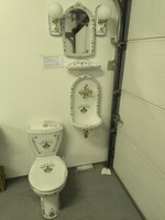 Új Német Keramag Romantic Flora kézzel festett falikút (mosdó), ezen  kívül: wc csésze, pippere polc