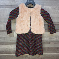 H&M és Girls szőrmés mellény és csillogós ruha kislány szett, 104