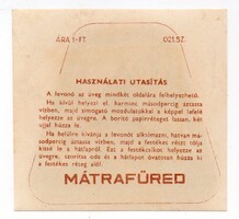 Üvegcímke. Mátrafüred.