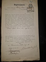 1889, Tavarna, Felvidék, ügyvédi meghatalmazás, ritka