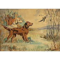 Magyar művész: Vadászaton, 1962 – akvarell munka /számlát adunk hozzá/