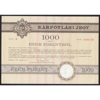 Magyarország,1000 forint 1991 - Kárpótlási Jegy aUNC+