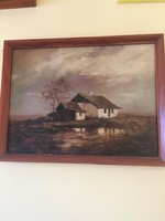 Paraszti tájkép  csendélet legjobb tudomásom szerint festmény egy fa lapon van rajta