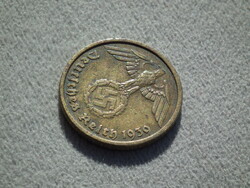 Németország, horogkeresztes birodalmi 10 Pfennig (Reichspfennig), 1939 B