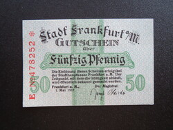 50 pfennig Frankfurt am Main 1917 UNC Németország