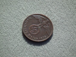 Németország, horogkeresztes birodalmi 1 Pfennig (Reichspfennig), 1938 D