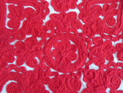 Dúsan hímzett írásos díszpárna huzat horgolt szegéllyel, kézimunka