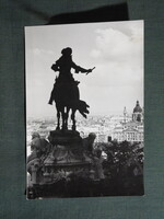 Képeslap,Budapest,Budavári Palota,Savoyai Jenő herceg szobor,városi látkép,részlet, 1957-