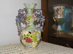 SZECESSZIÓS FISCHER MÁLYVA VIRÁGOS ÁTTÖRT VÁZA