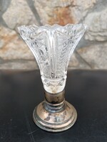 Crystal goblet vase with silver base