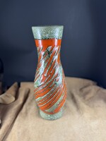 Nagy és ritka zöldes csurgatott mázas ( 32 cm ) váza