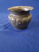 Antique, solid pewter (zinc) flowerpot / decorative vessel – baroque style