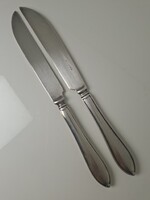 Antik jelzett ezüstözött kés pár ezüstözött evőeszköz 2 darab