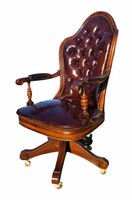 Elegáns chesterfield antik konyak színű bőr igazgatói forgószék A320