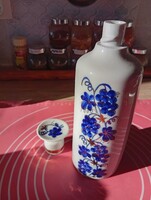 Kék-fehér-arany szőlőmintás porcelán boros palack (hibátlan !!!)