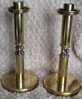 Gyönyörű antik sárga réz gyertya tartó pár egyedi dísz régiség